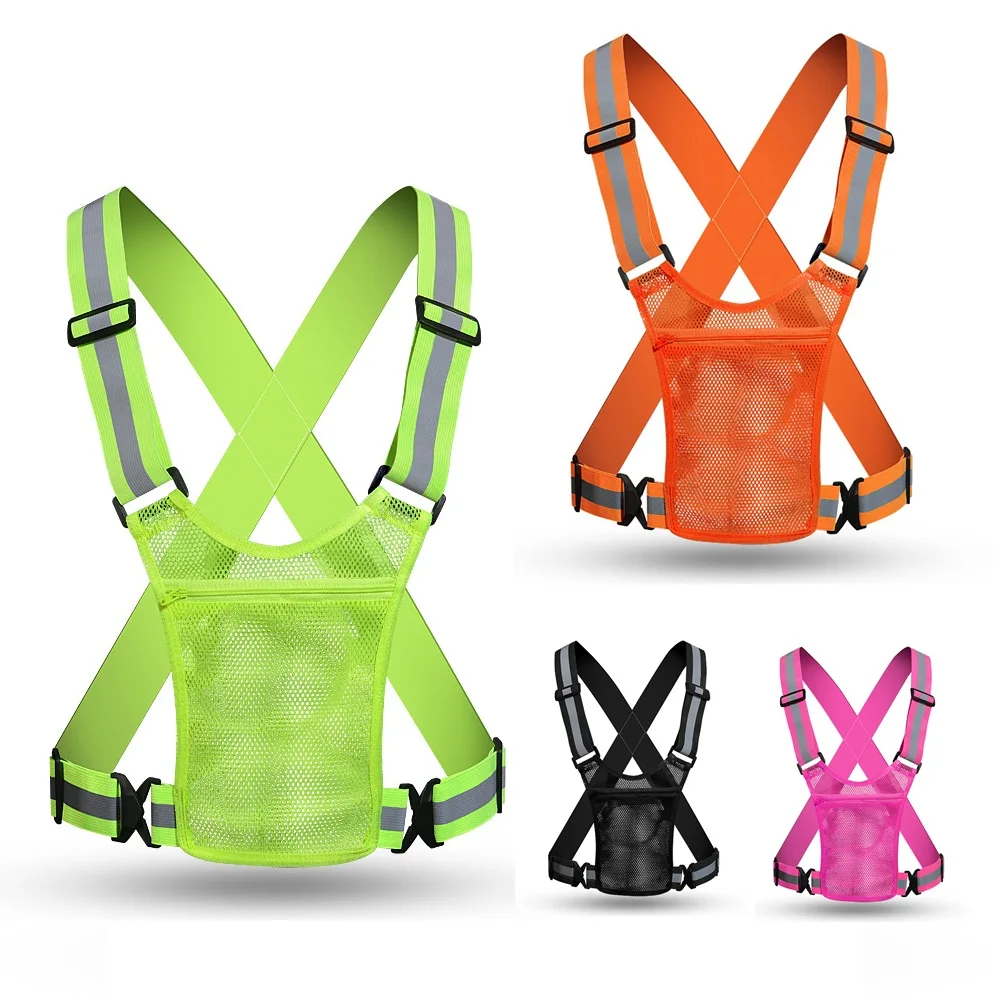 4 Colors Unisex Light High Visibility Safety Vest With Storage Bag Night Construction Cycling Traffic Coat Running Working