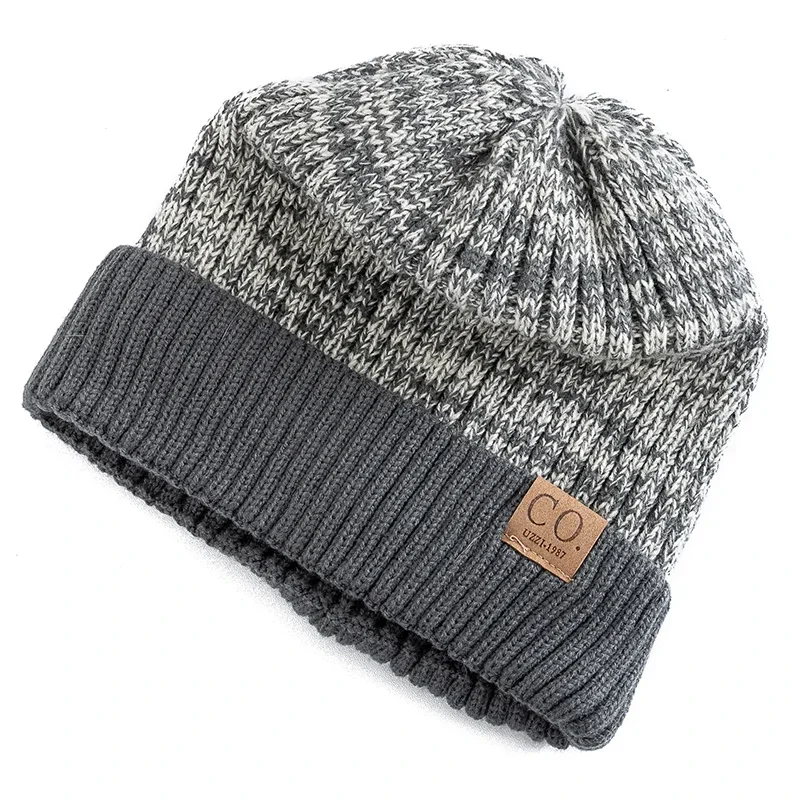 Gorros de invierno Unisex de dos tonos con forro de piel para hombres y mujeres, gorro cálido a la moda, gorros tejidos informales para invierno, sombrero de pescador 2025