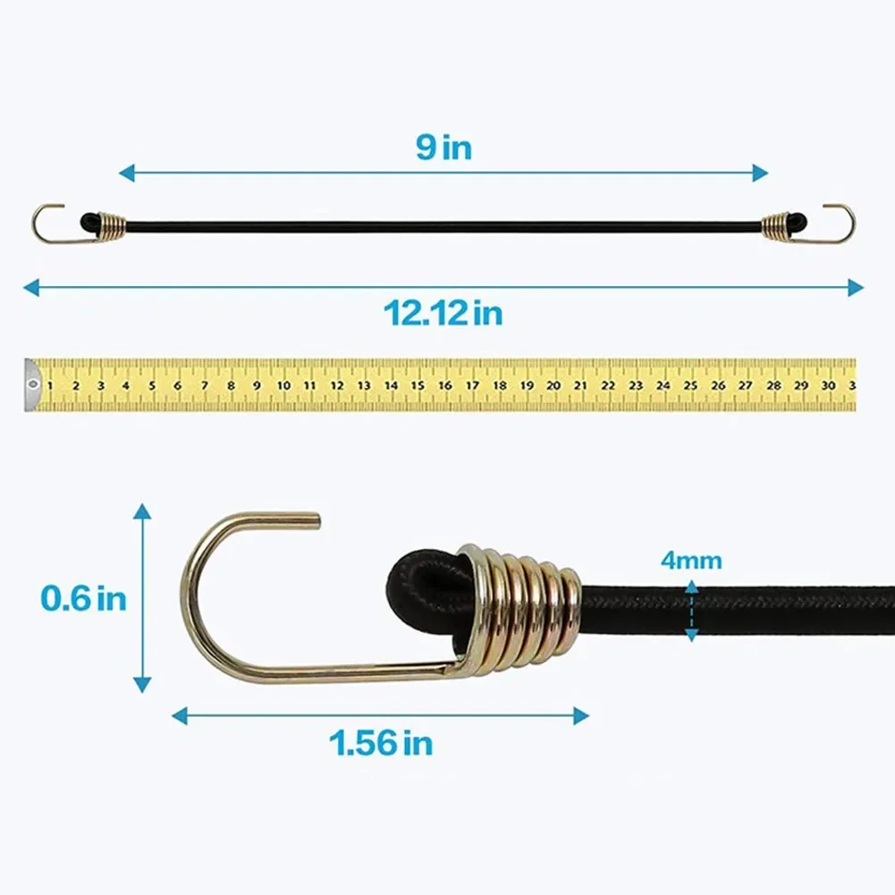 Corde elastiche elastiche resistenti da 10 pezzi con moschettone per bagagli Corde per imballaggio per bagagli da 30 cm Accessori da campeggio