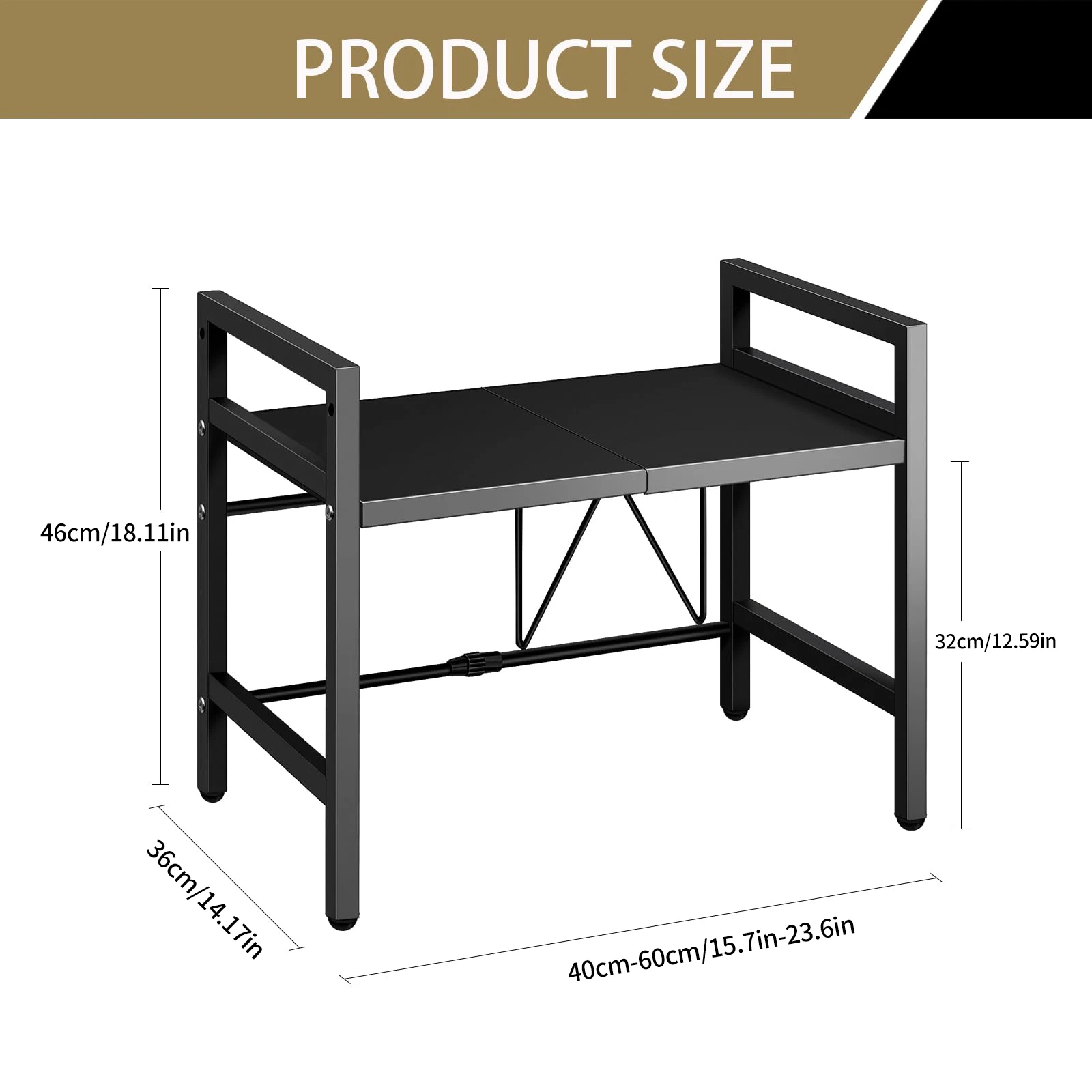 Scaffale da cucina Scaffale per microonde Scaffale per condimenti Scaffale per stoviglie Espandibile 42-64 cm Umidità e ruggine