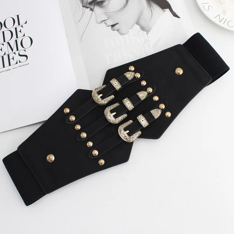 แฟชั่นผู้หญิงหรูหรารัดตัว Cummerbund Elastic เอวเครื่องแต่งกายเข็มขัดกางเกงยีนส์เสื้อเสื้อผ้าเครื่องแต่งกาย Cummerbunds