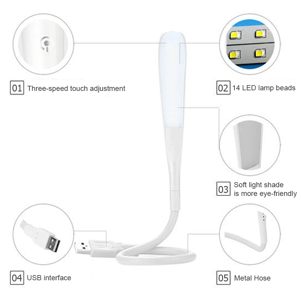 Mini Tragbare USB LED Licht Touch Sensor Lichter Dimmbare Einstellbare Helle Tisch Schreibtisch Lampe Für Power Bank PC Laptop Notebook
