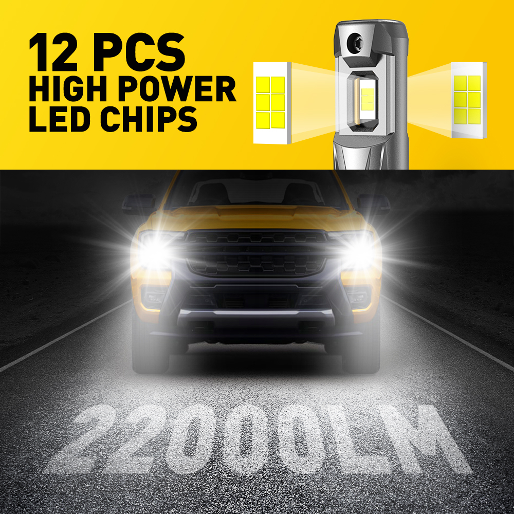 AUXITO 2Pcs 22000LM Turbo H8 H11 LED ไฟหน้า 120W Super Bright 6500K Canbus 9005 HB3 9012 HIR2 LED ไฟหน้าหลอดไฟ 12V 7035 CSP