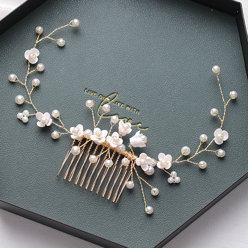 ทอง Tiara หวีผมไข่มุกอุปกรณ์เสริมผมสําหรับงานปาร์ตี้ Handmade ผู้หญิง Headbands เครื่องประดับผมแฟชั่นเครื่องประดับ