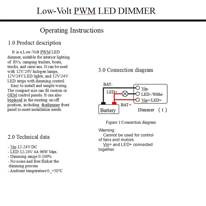 Universal Dimmer Switch 12-24V Low Voltage Light Strip Dimmer For LED RV Lights Interior, Truck Ceiling Lights Strip-B12B