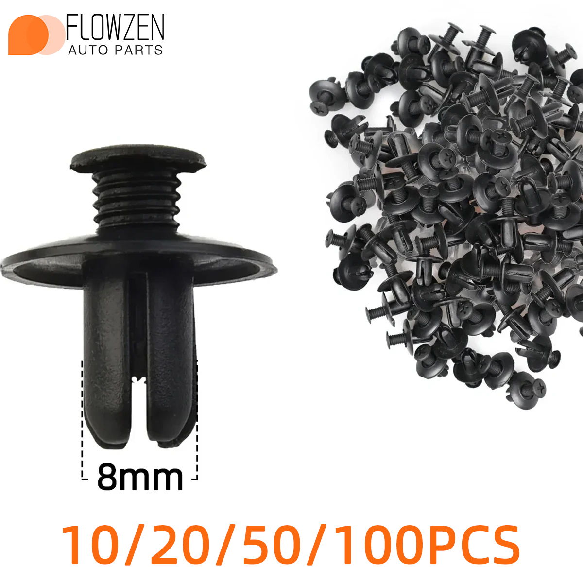10/20/50/100PCS 8mm Deur Klinknagel Plastic Clip Bevestigingsmiddelen Zwarte Auto Gevoerd Cover weerhaken Klinknagel Auto Bevestigingsmiddelen Retainer Push Pin Clips