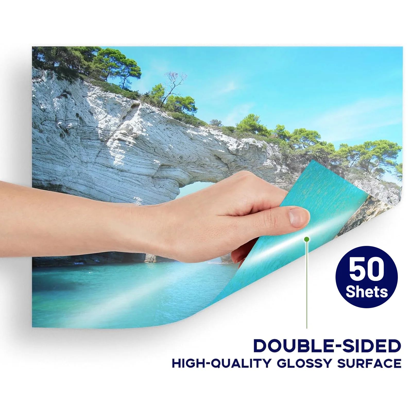 HUSPER 50 Sheets A4 Double-Sided Glossy Photo Printing Paper 120Gsm High-Quality Copy Paper 8.3x11.7 Inches