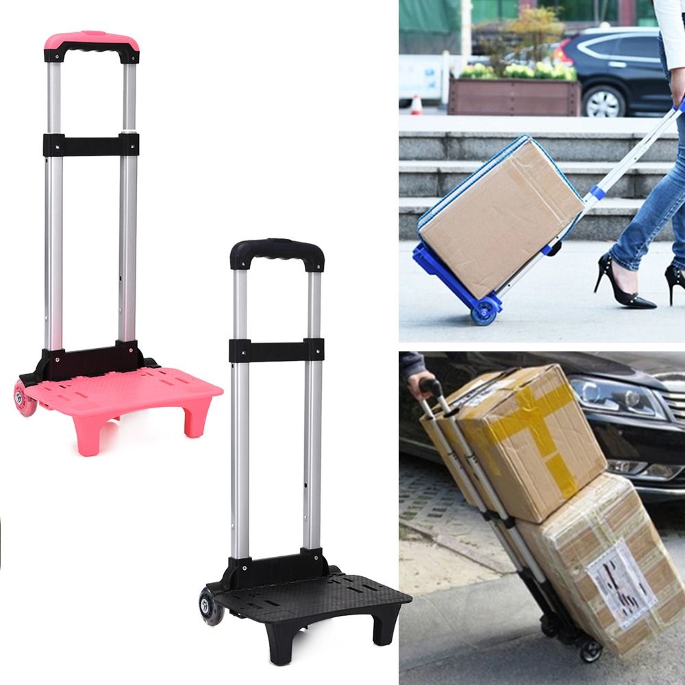 2 Wheel Pullling Rod Carrier Portable Foldable Aluminum Alloy Student Backpack Trolley Rack Pet Bag Luggage Travel Hand Cart