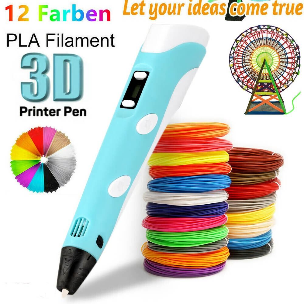Bolígrafo de impresión 3D para niños y adultos, filamento PLA, dibujo, juguete creativo, 12 colores, 36M, USB, regalo de Navidad