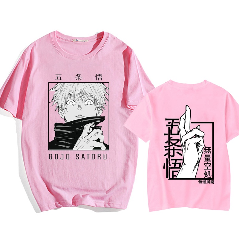 Camiseta holgada con estampado de Anime japonés Punk Gojo Satoru, ropa de calle informal Y2k Harajuku