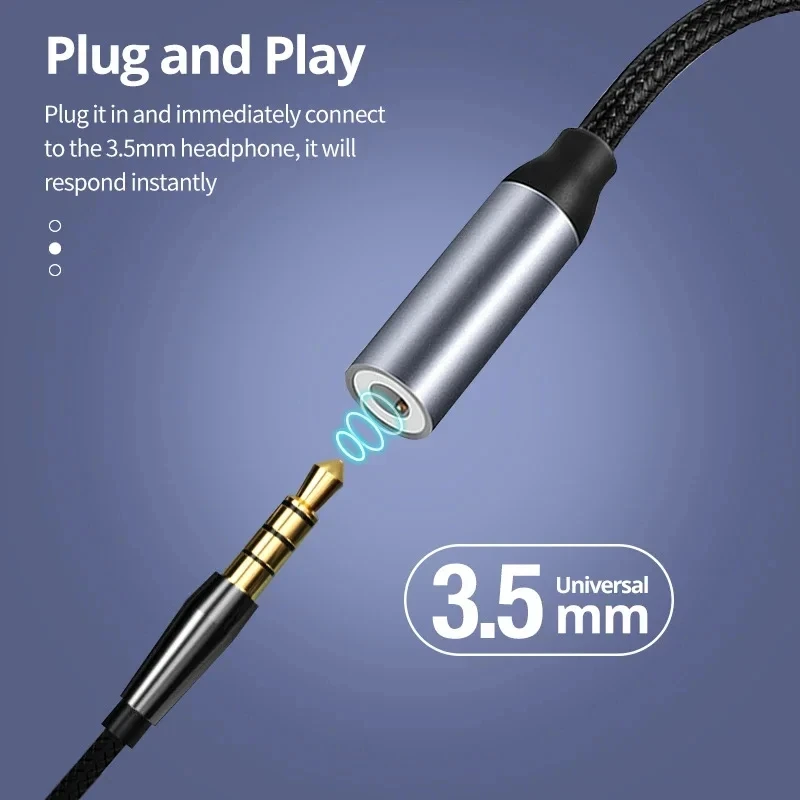 Adaptador de auriculares USB tipo C a conector de 3,5 mm Audio auxiliar todos los auriculares Cable divisor de alta fidelidad para iPhone 16 15 Samsung