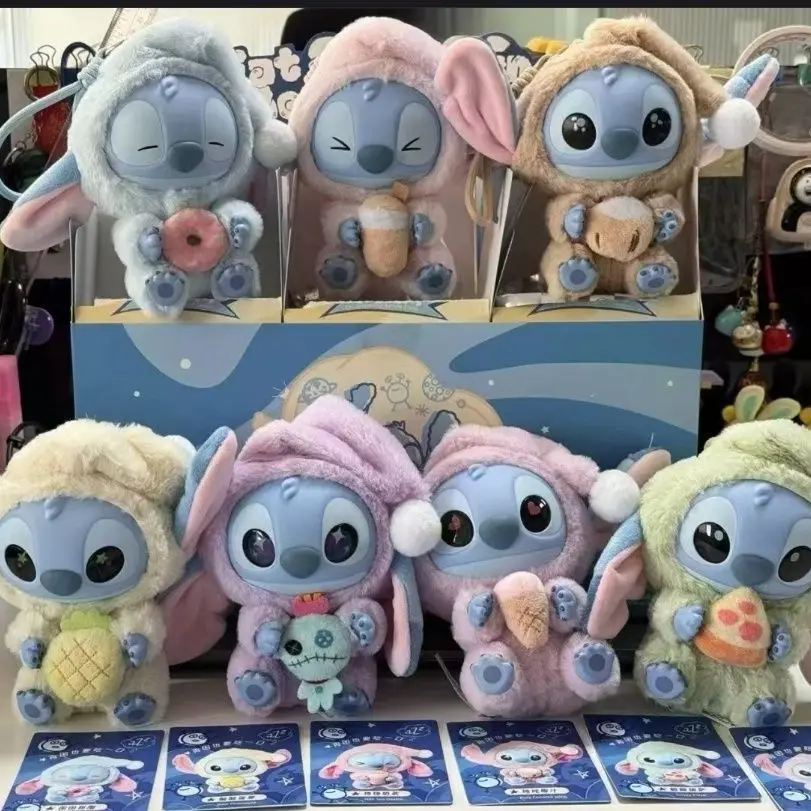 Caja ciega de la serie Stitch Eat Algo Before Sleep, juguetes de vinilo de peluche, réplica de muñeca bonita, caja misteriosa, bolsa, colgante, regalo de decoración