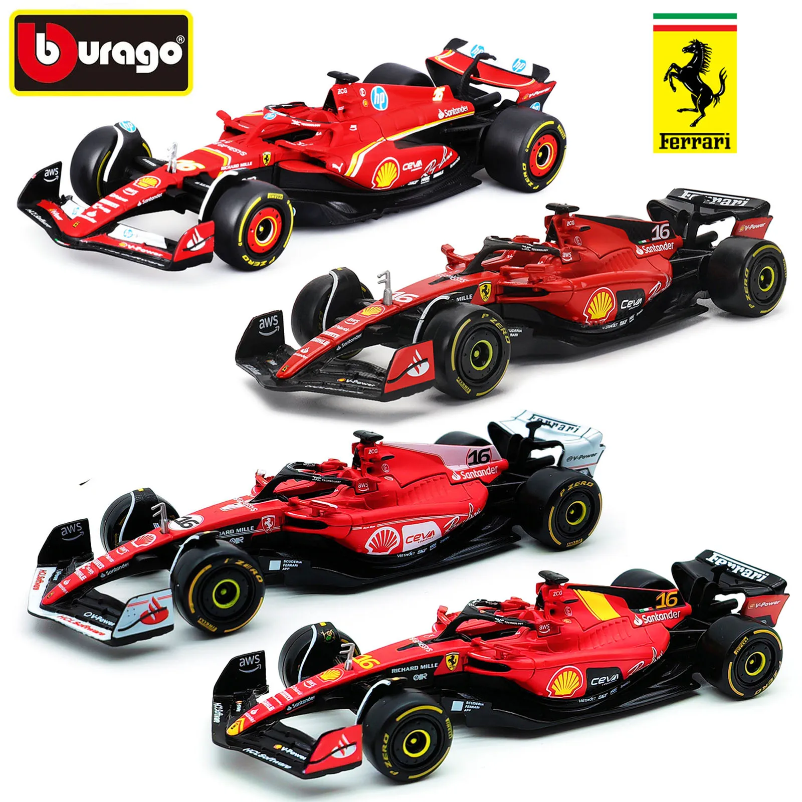 Bburago 1:43 Mercedes-AMG W14 W15 # 44 # 63 Carro de fórmula de corrida Simulação estática Carro modelo de liga fundida