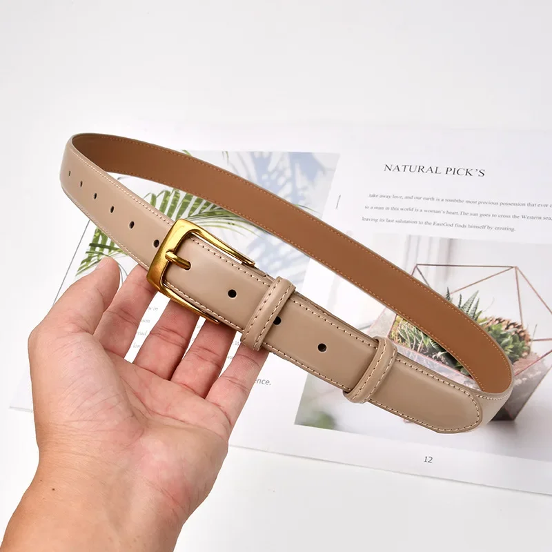 Nuevo cinturón de cuero genuino de diseñador de lujo para mujer, hebilla de Metal de alta calidad, cinturilla ajustable, cinturones vaqueros finos a la moda para mujer