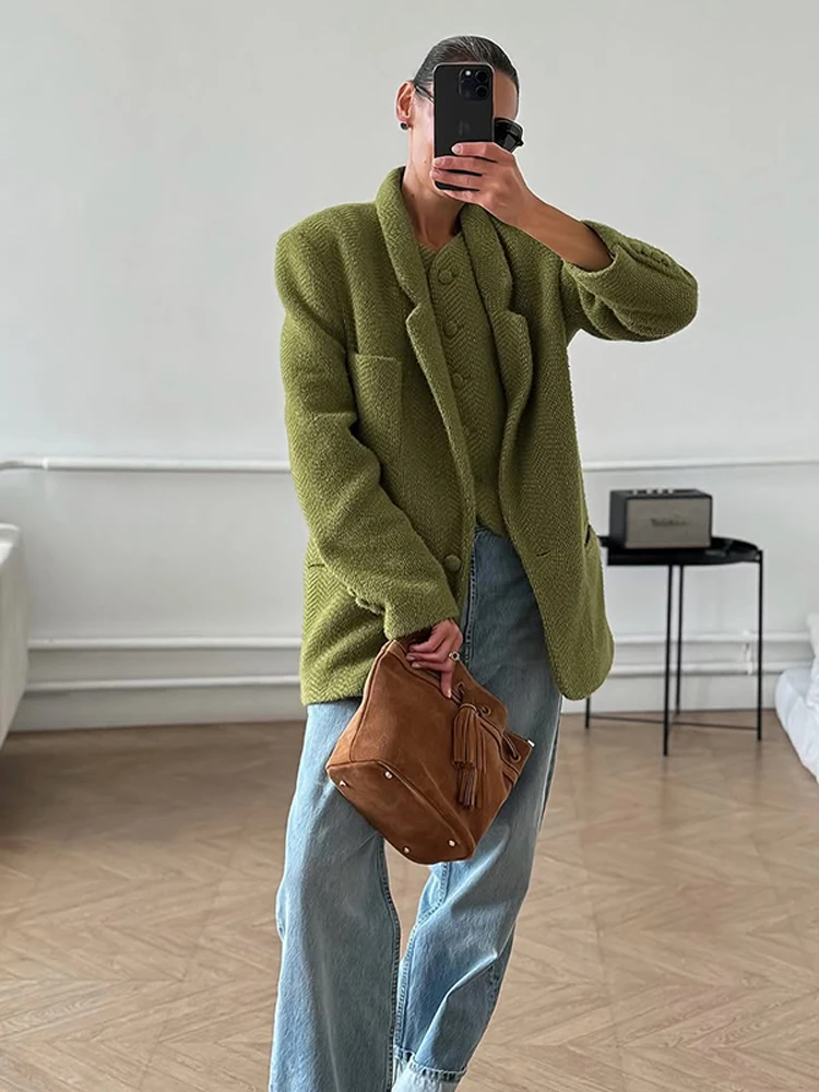 Retro sólido camurça bolso mulher casaco curto moda mangas completas lapela gola jaqueta casual 2025 outono nova senhora rua commute wear
