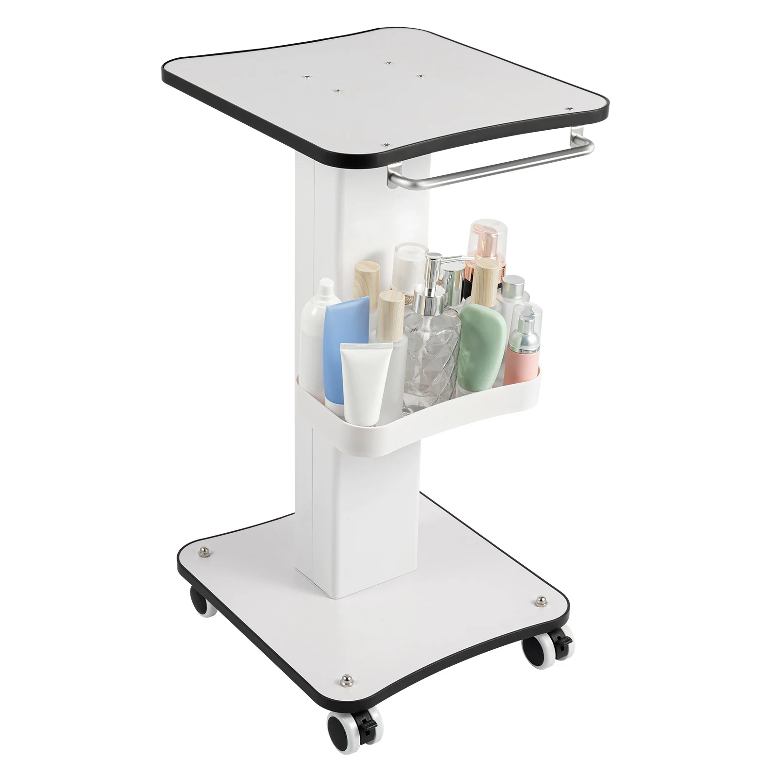 Carrello per salone di bellezza a 3 livelli Carrello con rotelle Supporto per carrello Carrello mobile Vassoio portaoggetti con vassoi portaoggetti per bellezza