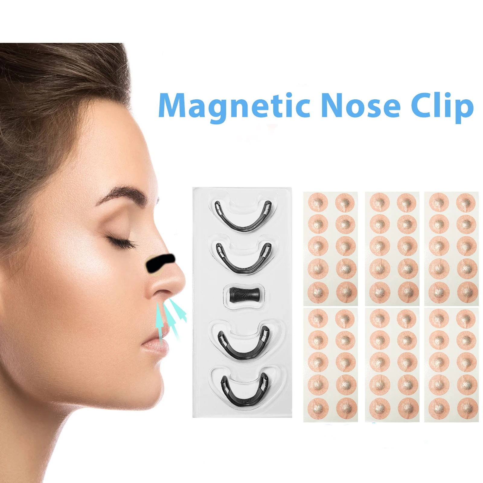 30 días Anti ronquidos cinta bucal para dormir dilatadores de respiración Nasal kits de inicio tiras nasales magnéticas aumentar el aire reducir los ronquidos