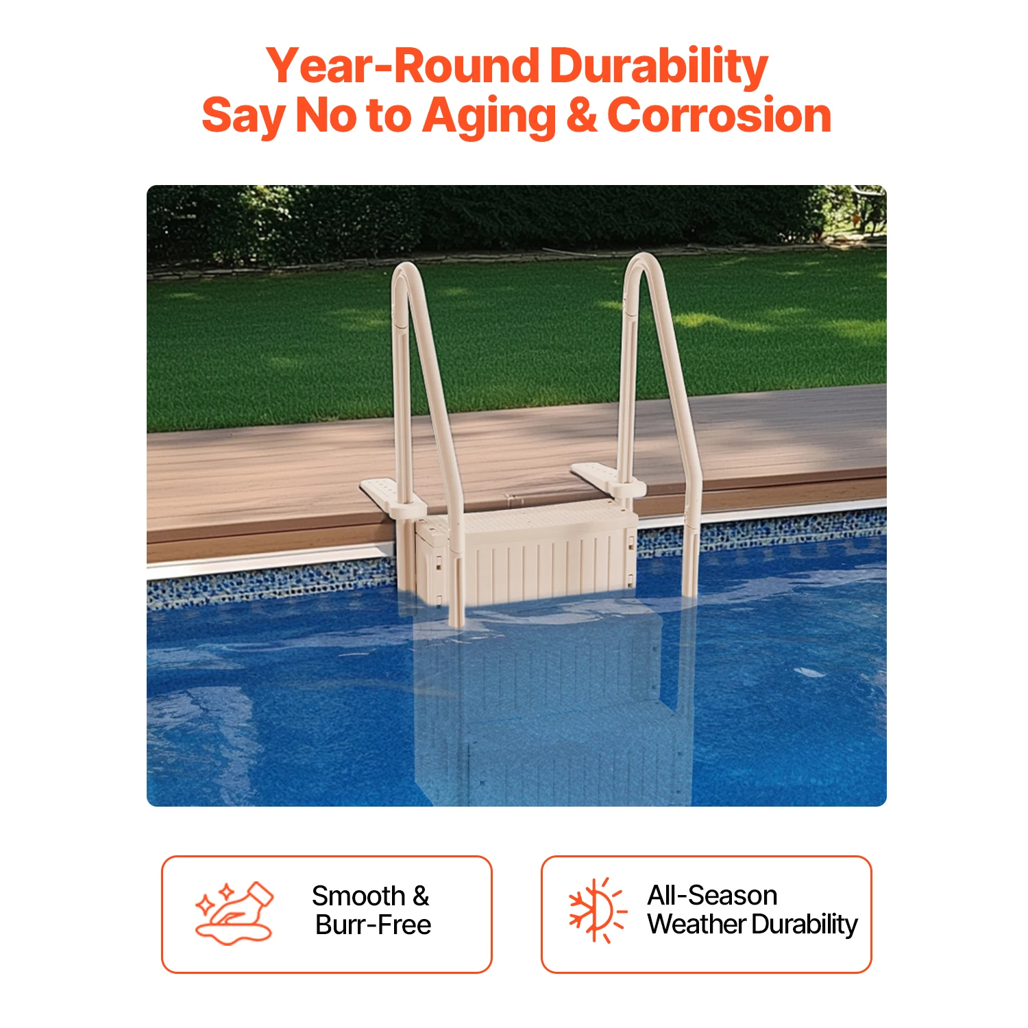 SucceBuy Swimming Pool Ladder Double Handrails Stairs with Non-slip Heavy Duty Steps for 48-54 In Inground & Above-ground Pools