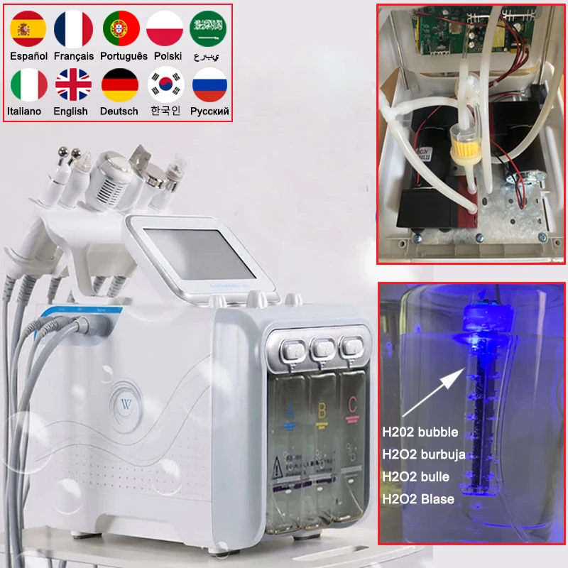 6 in1 H2-O2 Hydro Derma brasion Spa Gesichts Hydro Gesichts Mikro derma brasion Maschine Wasser Derma brasion Gesicht Haut Peeling Sauerstoffs pray