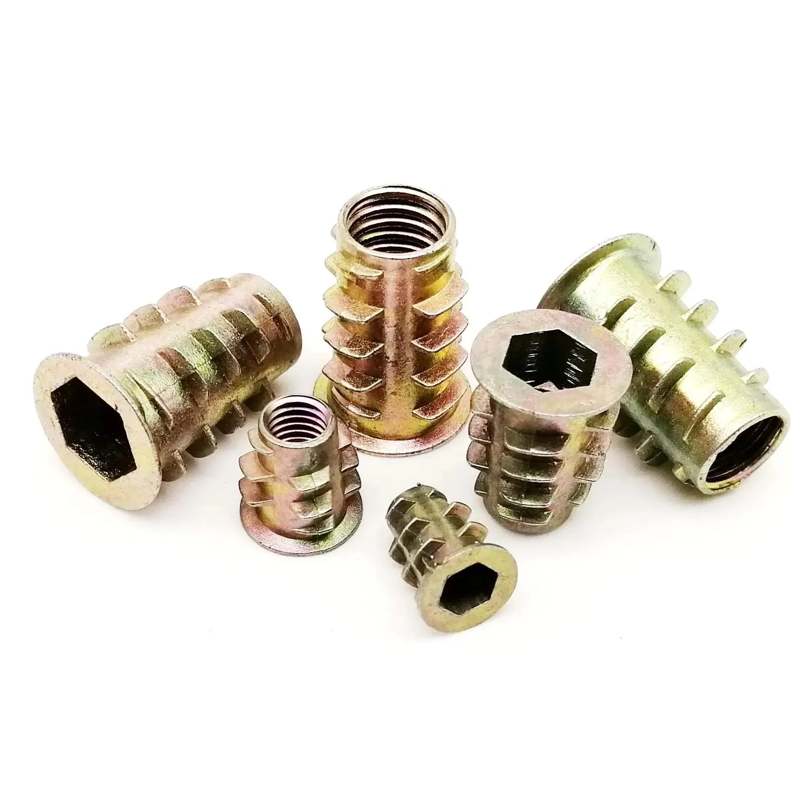 Tuerca de inserción integrada, tuerca E M4 M5 M6 M8 M10, cabezal Allen hexagonal para muebles de madera, rosca interior y exterior, 10/20 piezas