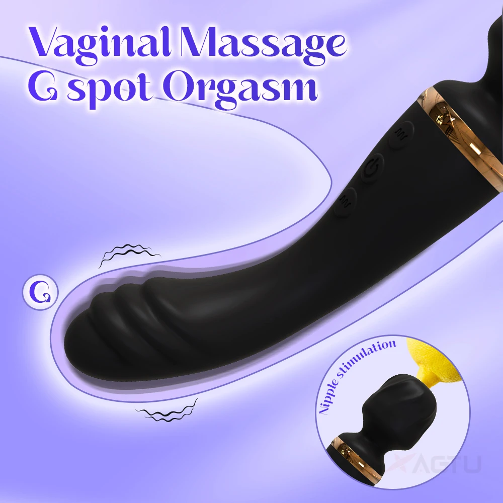 여성용 AV 진동기 질 마사지기 USB 충전식 2 모터 G Spot Clit Clitoris 자극기 여성 섹스 토이 성인 용품