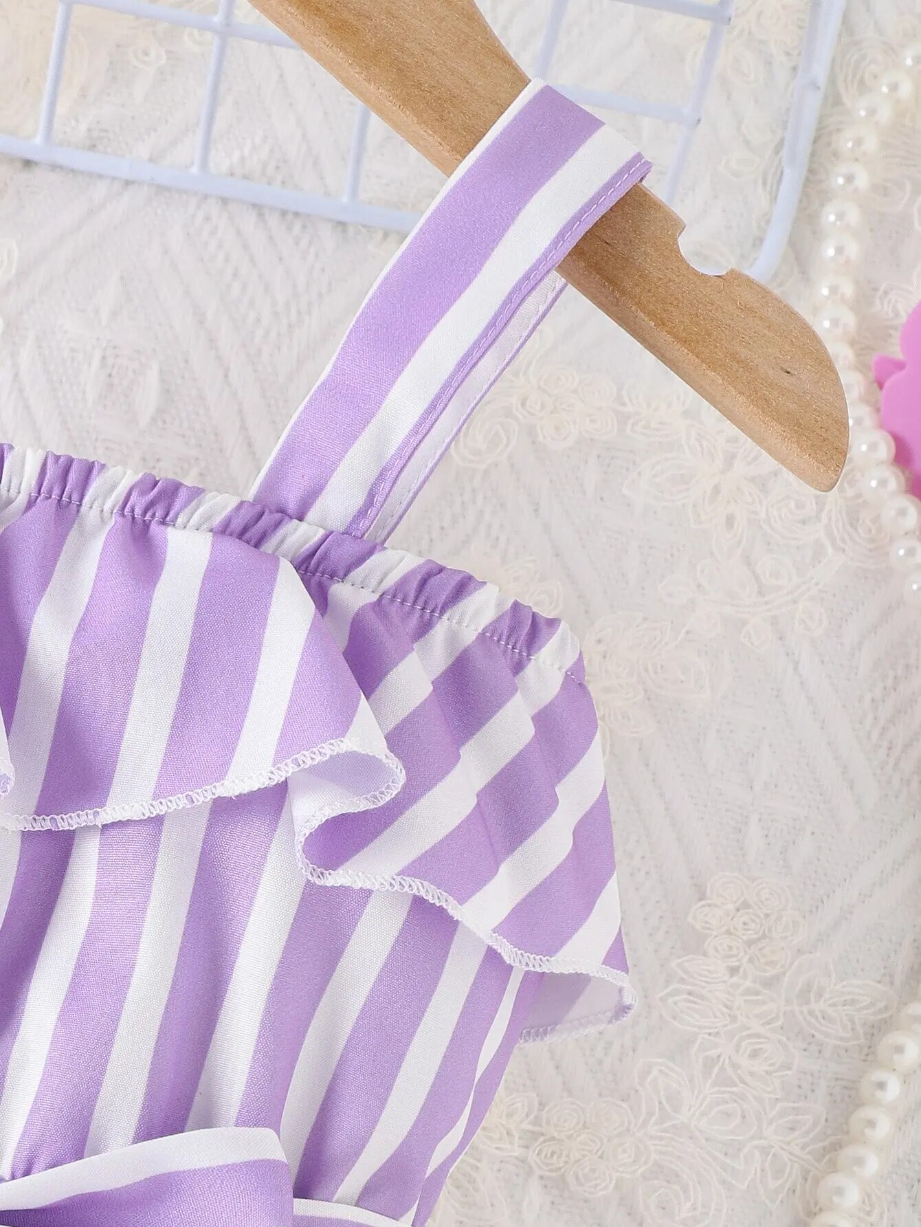 Estate neonata nuovo stile straniero cintura dolce e carina strisce viola comodo e traspirante stile vacanza al mare