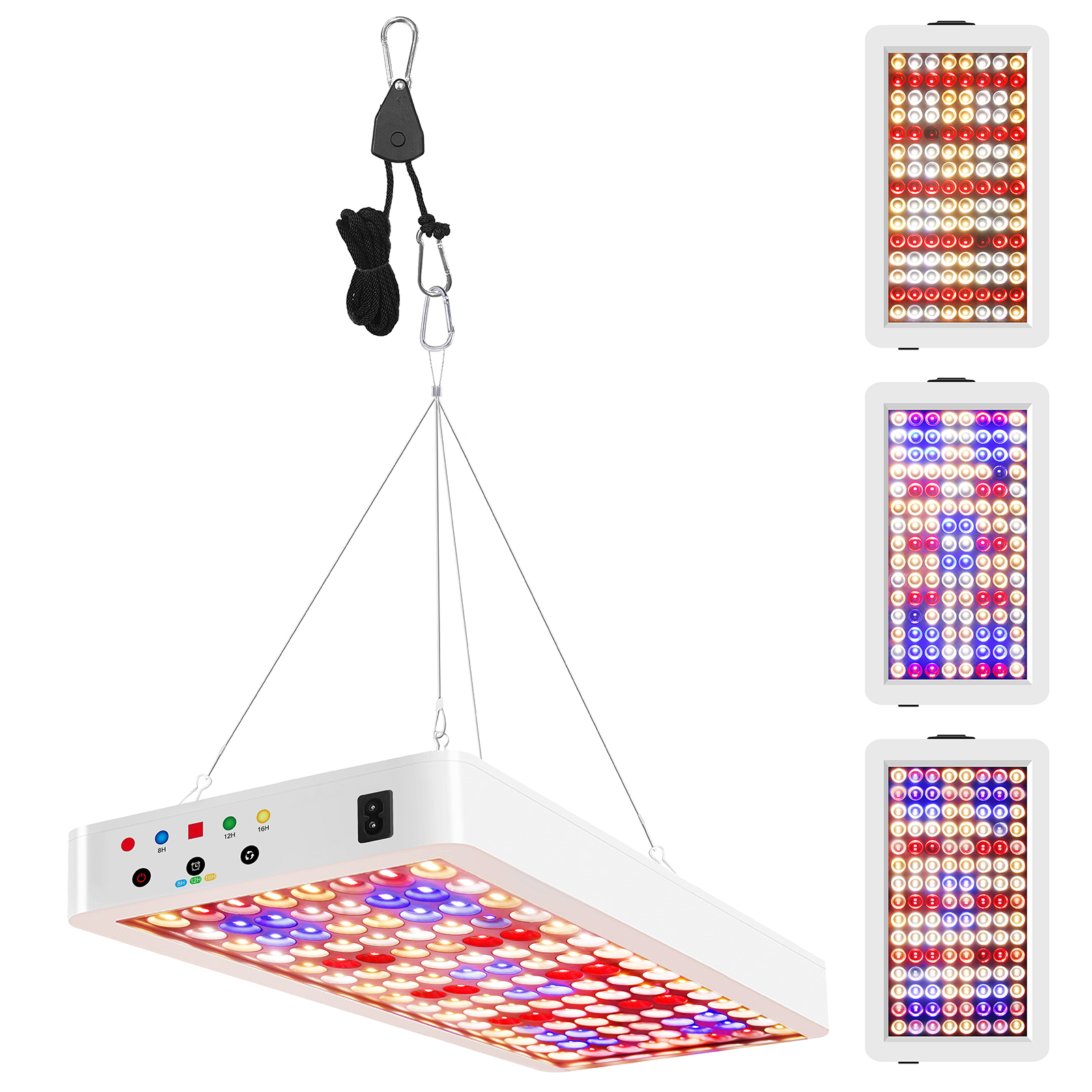 LED-Wachstumslichter für Zimmerpflanzen, Vollspektrum, Veg Bloom, 3 Modi, 8 Stunden/12 Stunden/16 Stunden, Timer, Fernbedienung, Pflanzenlicht, Samen, Startsamen