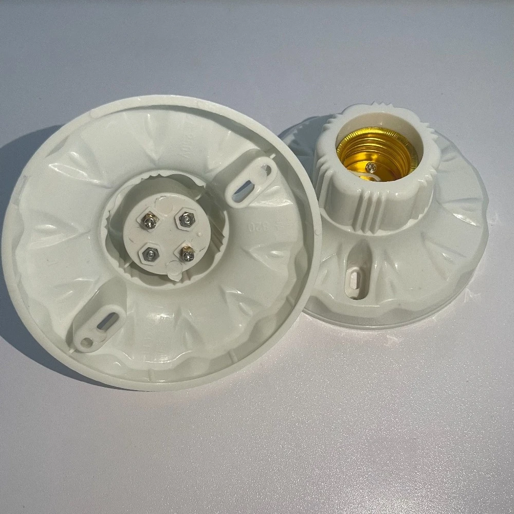 5/6/10 Uds E27 casquillo con tapa de rosca lámpara de techo de oro blanco soporte de Base de fijación bombilla portalámparas casquillo de lámpara para el hogar