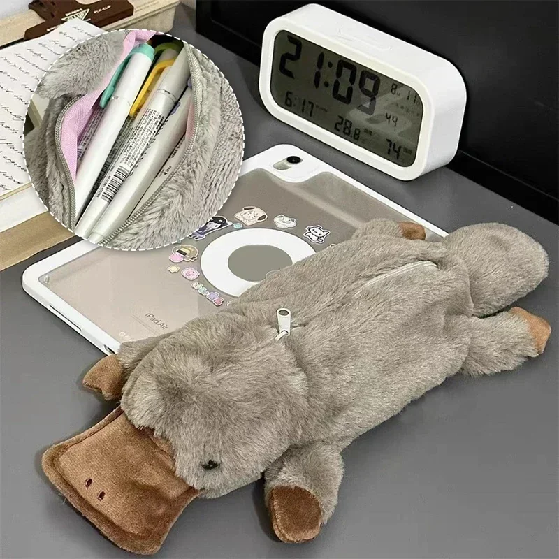 Pencil cases back to school Platypus Doll Pen Bag School Student High Value Soft Learning Stationery Storage Essential Organizer
