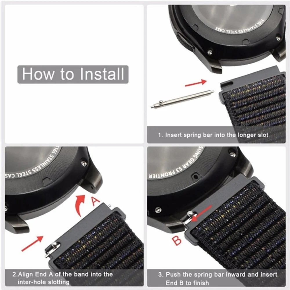 Pulseira de nylon para samsung galaxy watch 7/6/5/pro/4/clássico/active 2 40mm-44mm 20mm/22mm pulseira esportiva huawei gt 4/2/e/3