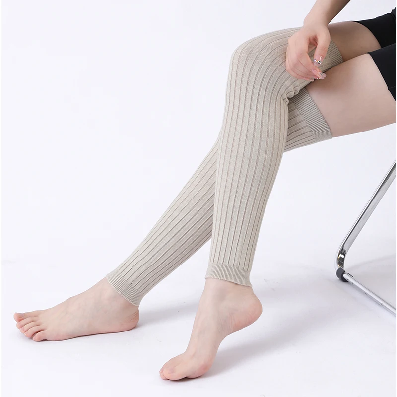 女性用ニーハイソックス,ソックス,無地,ニット100%,コットン,フリル付き,春と秋用