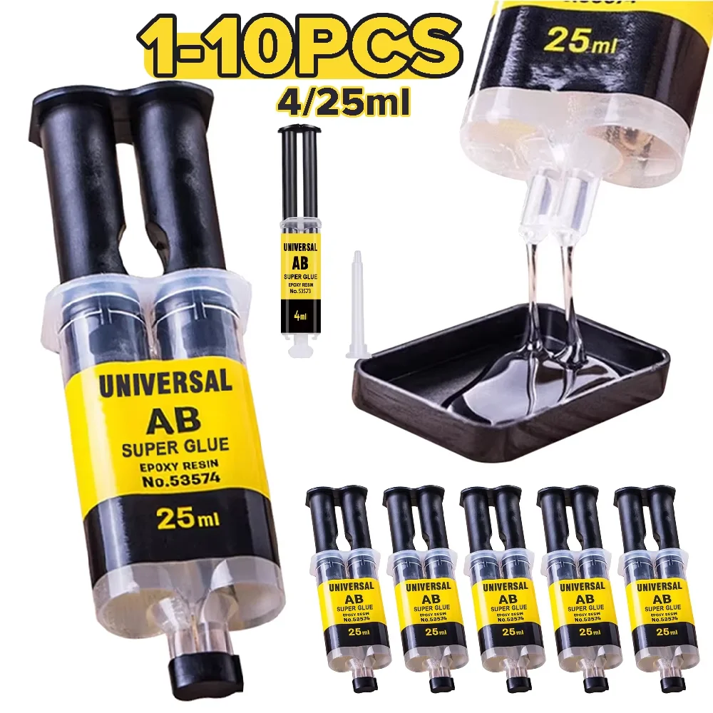 Adhesivo AB de resina epoxi, resistente al agua y a altas temperaturas, reparación multiusos, pegamento de tubo de empuje, carpintería, bricolaje, 1-10 Uds.