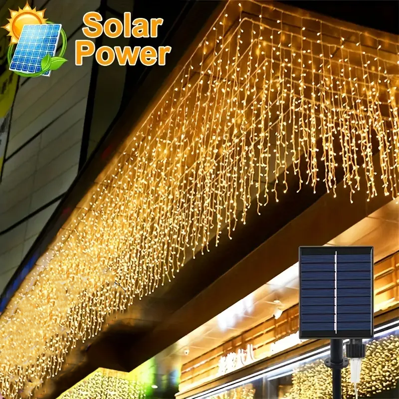 3,5 M LED Solar Eiszapfen Lichterketten Wasserdichte Traufe Dekor Licht Outdoor Vorhang Eiszapfen Licht Terrasse Hof Garten Party Dekoration