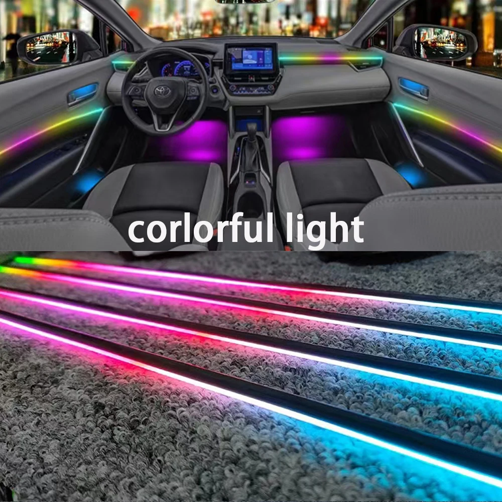 10/14/18 em 1 led luzes ambientais do carro 213 64 cores rgb sinfonia streamer bluetooth arco-íris tiras acrílicas kit de lâmpada atmosfera 12v