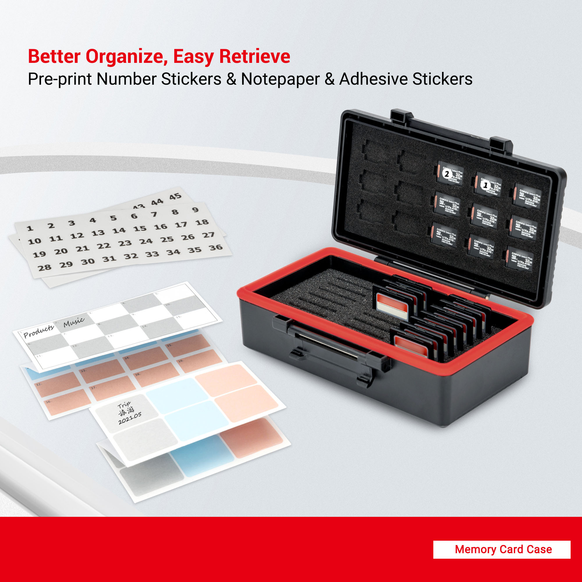 36 Slots SD MSD Memory Card Case Holder Water-Resistant Storage Organizer for 21 SD SDHC SDXC NS Memory Cards & 15 Micro SD Card