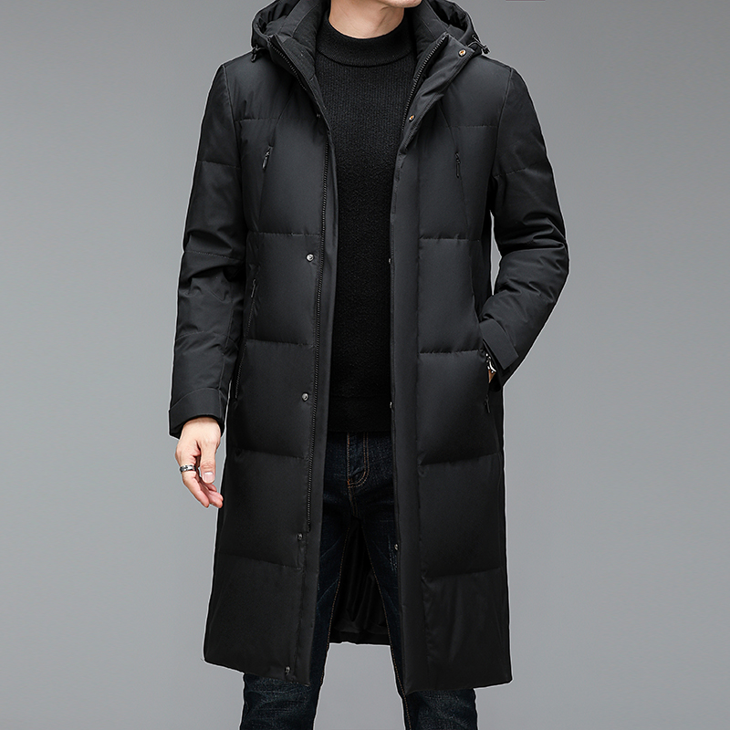 2024 winter lange stijl mannen 90% Witte Eendendons jas warme Donsjacks hoed afneembare mode Mannen dikker Jas maat M-5XL