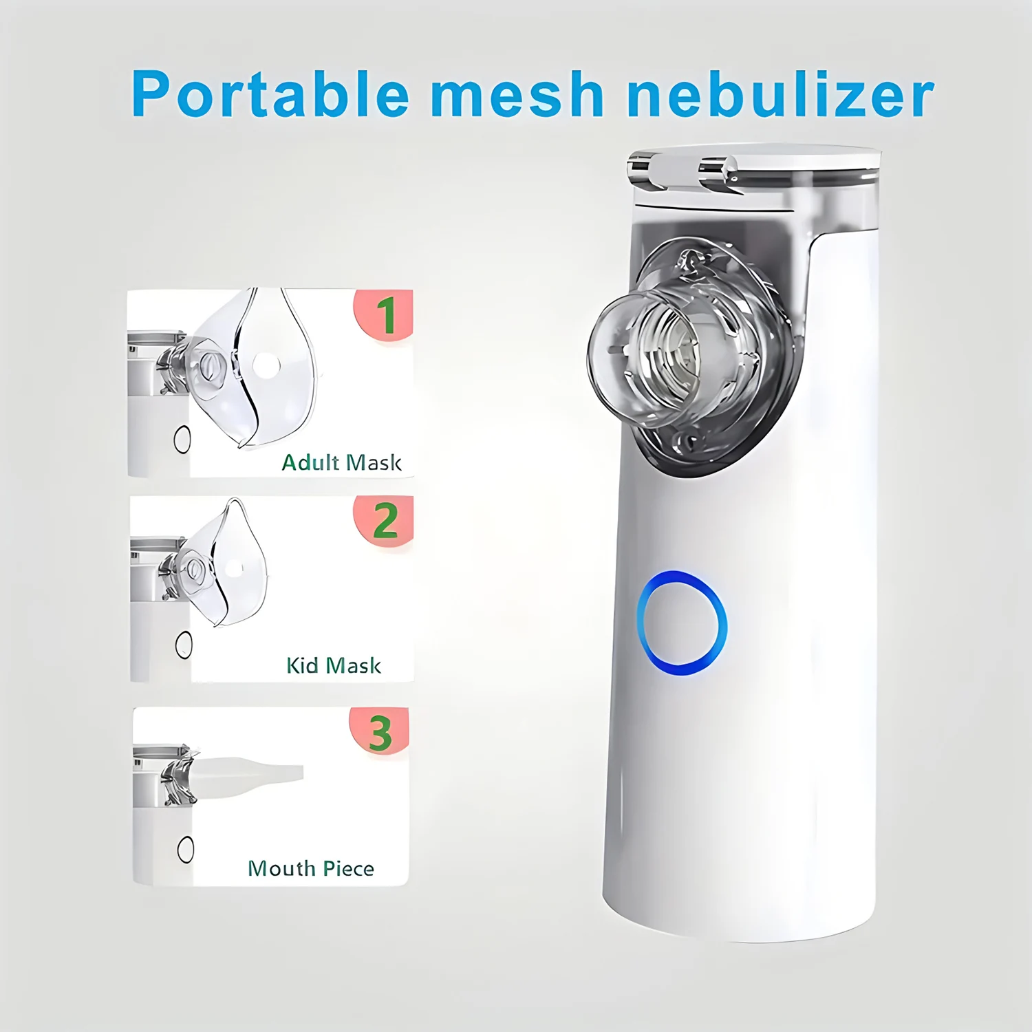 เครื่อง Nebulizer แบบพกพาสําหรับผู้ใหญ่และเด็ก,Nebulizer ของ Cool Mist,Ultrasonic Mesh Nebulizer สําหรับปัญหาการหายใจ
