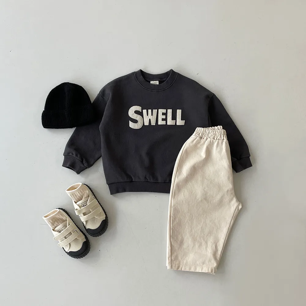 Sudadera holgada de algodón para bebé y niño, suéter deportivo con letras, moda coreana