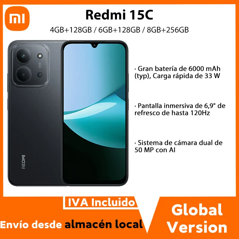 Xiaomi Redmi 15C Global Version Smartphone 50MP Hauptkamera 120Hz 6,9" Dot Drop Display 33W Lade MediaTek Helio G81-Ultra