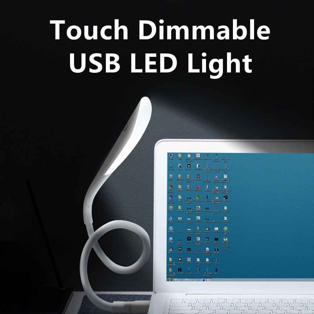 Светодиодный светильник для книг, USB-лампа для чтения, гибкая светодиодная настольная лампа, сенсорная лампа с регулируемой яркостью для ноутбука, спальни, настольное освещение, украшение