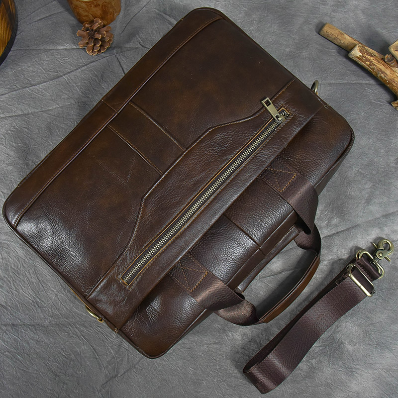 Pasta de couro genuíno dos homens caber 15 "pc bolsa de negócios couro real masculino bolsa para portátil homem crossbody saco preto marrom
