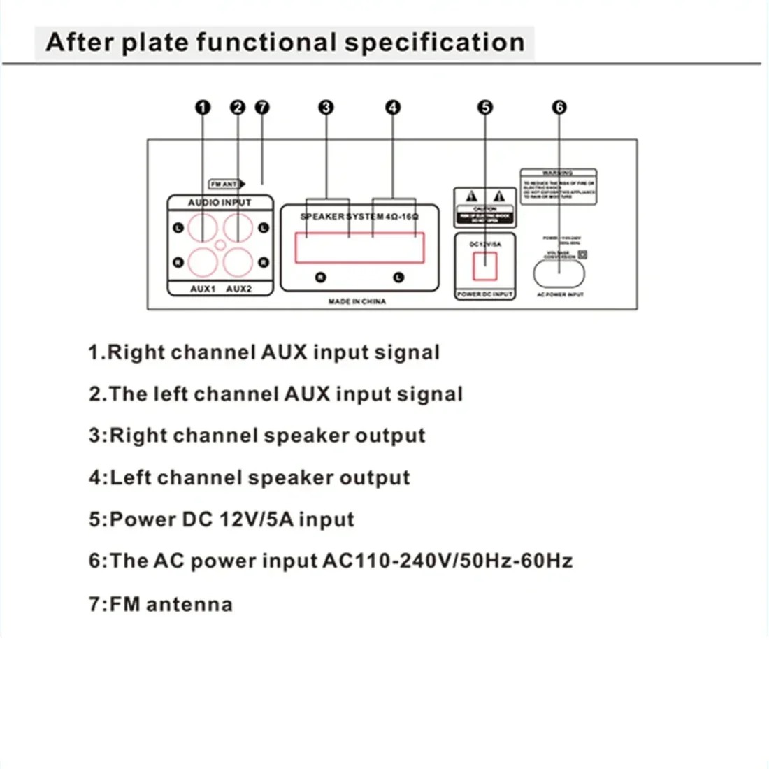 AK55 Bluetooth-versterker met microfoonondersteuning – verstelbare bas, hoge tonen, reverb en vertraging – Bluetooth, USB, SD en FM-radio