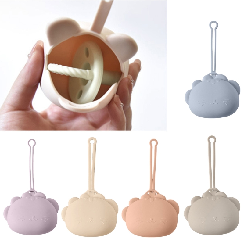 แบบพกพา Baby Pacifier กล่องเก็บกันฝุ่นการ์ตูนหูฟังกระเป๋าน่ารักจุกนมหลอก สำหรับทารกเด็กวัยหัดเดิน QX2D