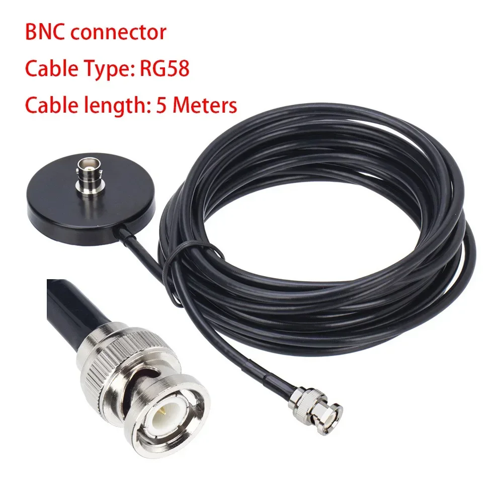 Base magnética de antena macho BNC de radio CB con cable de extensión coaxial RG58 de 5 metros