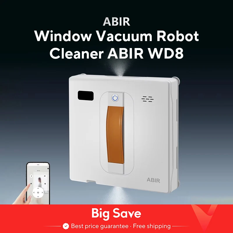 ABIR WD8-Aspirateur Robot pour Vitres, Pulvérisation Ultrasonique pour Touristes, Essuyage Intelligent AI, Pompage Laser, Lavage Intelligent des Murs et des Vitres de la Maison