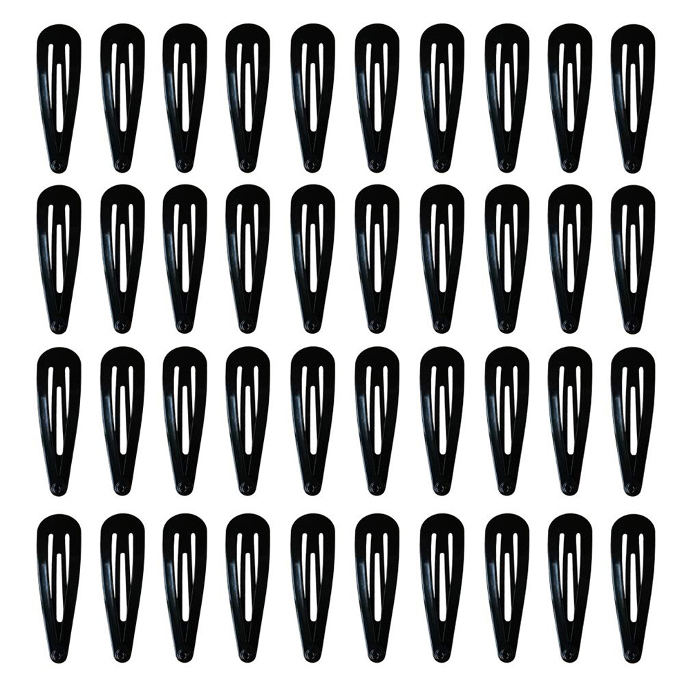 40 แพ็คคลิปผมสีดํา 1.92 นิ้วผู้ใหญ่เด็กอุปกรณ์เสริมผมเครื่องมือคลิปตกแต่งผู้หญิงโลหะ Snap Barrettes