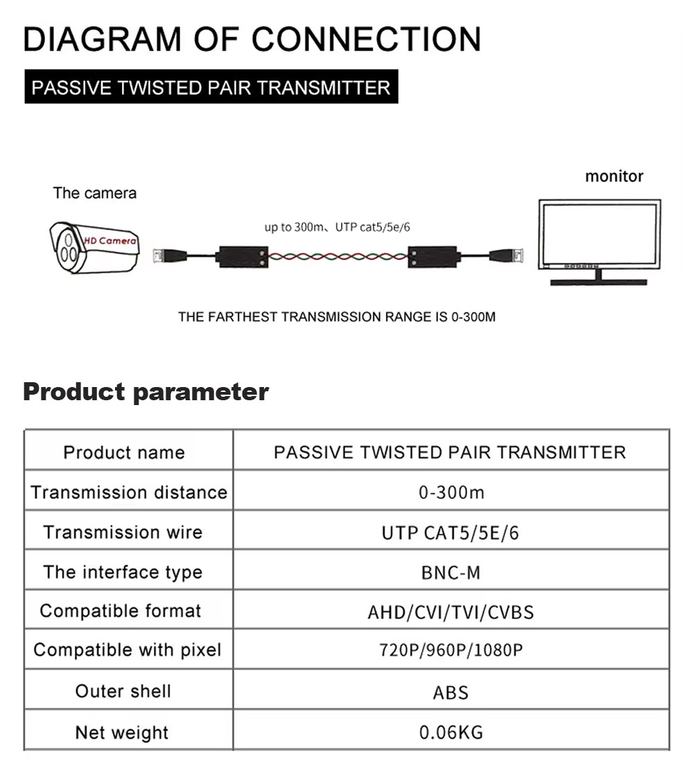 8 Stück (4 Paar) HD CVI/TVI/AHD Video Balun Transceiver für CCTV-Überwachungskamera BNC Cat5 CCTV UTP Video Balun