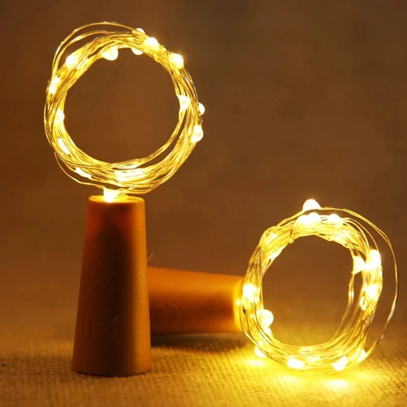 5PC/10PC LED บาร์ขวดไวน์ Cork String Lights 2M Fairy ทองแดงลวดสําหรับปาร์ตี้วันหยุดงานแต่งงานตกแต่งสวน