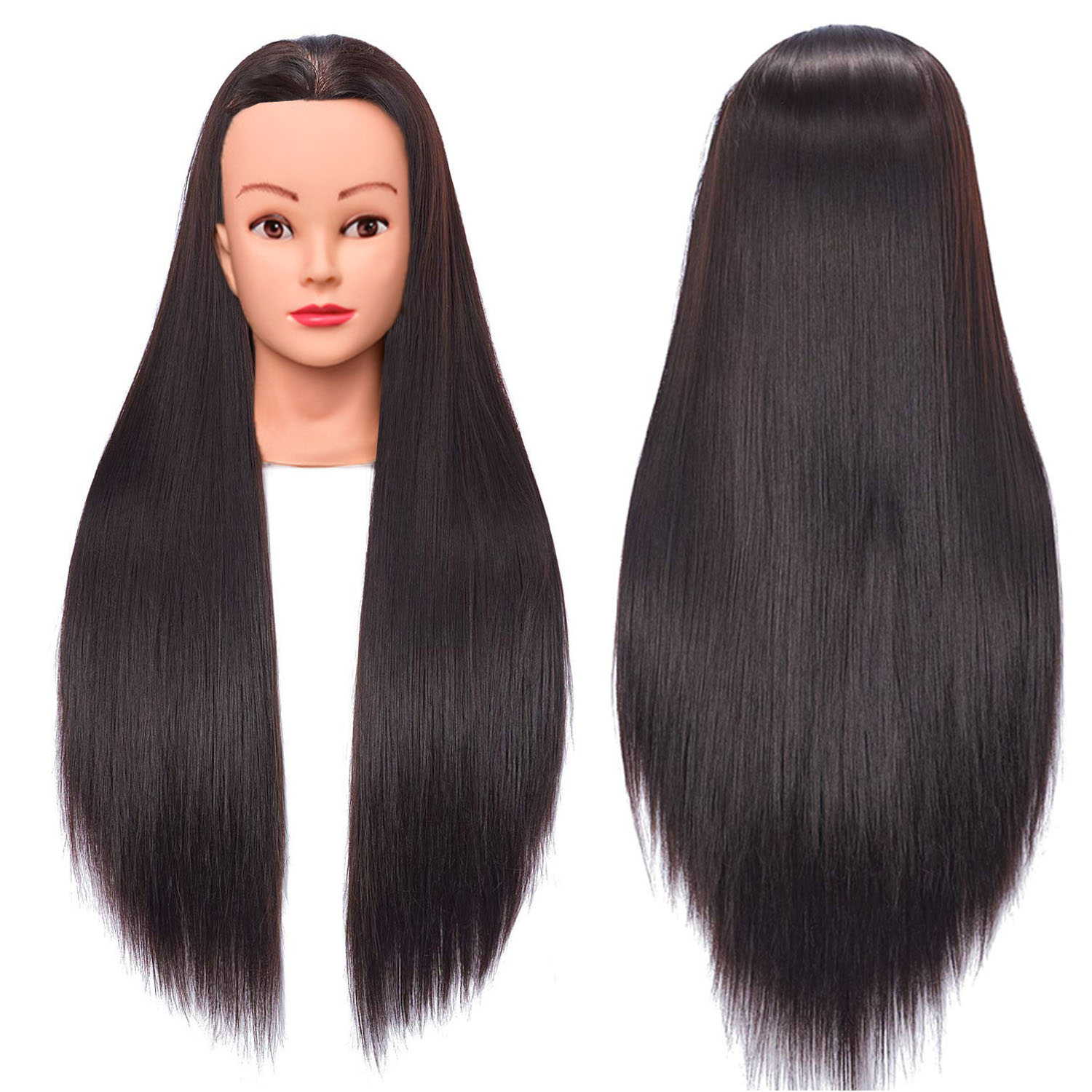 Tête de formation synthétique cheveux longs pour tresse coiffure avec pince support de perruque tête de poupée pour coiffures tête de Mannequin