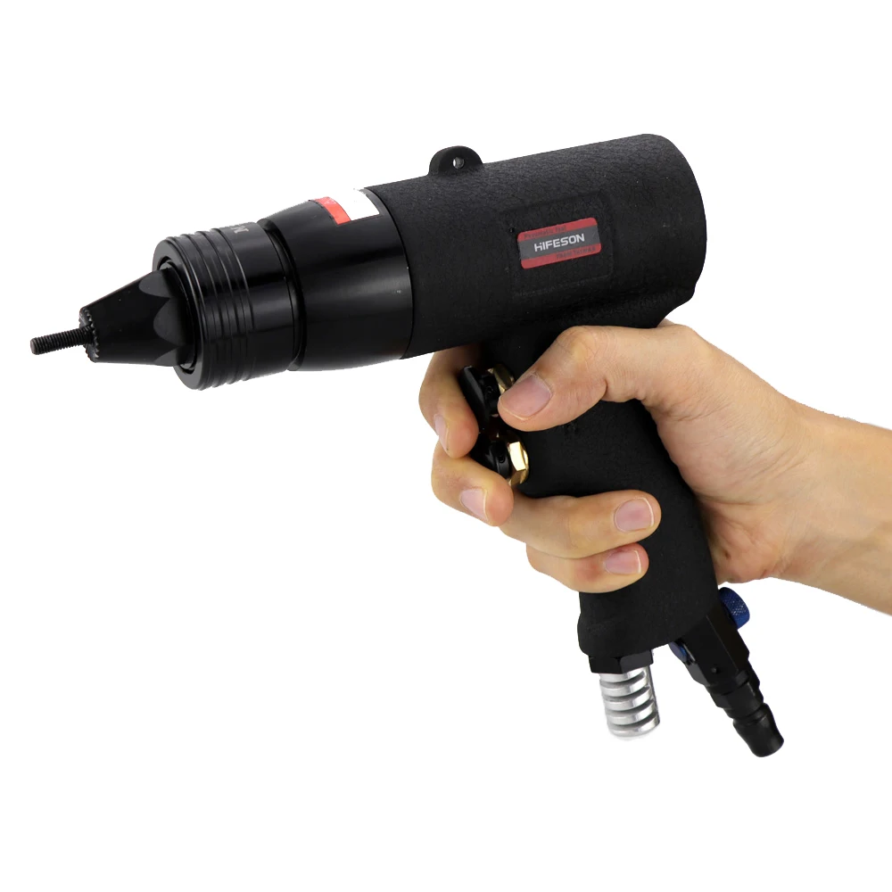 HIFESON Self-Lock นิวเมติก Rivet Nut ปืนใส่ด้ายดึง Setter Riveters สําหรับอลูมิเนียมและถั่วเหล็ก